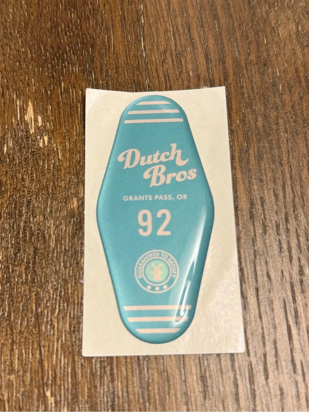 Dutch Bros. Puffy Teal Vintage Hotel Key Sticker Decal June 2021
